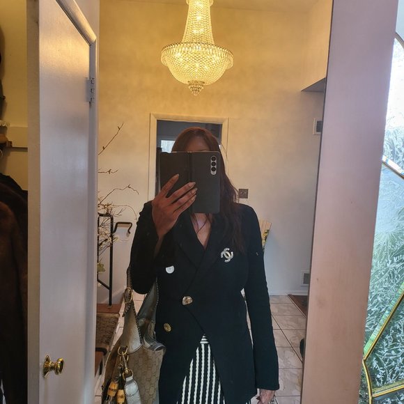 SOLD NEW AUTHENTIC Large CHANEL CC Logo Crystal Silver Classic PIN BROOCH (F21V) - Picture 9 of 12